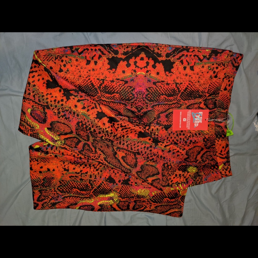 Elsie and Fred red snake skin leggings